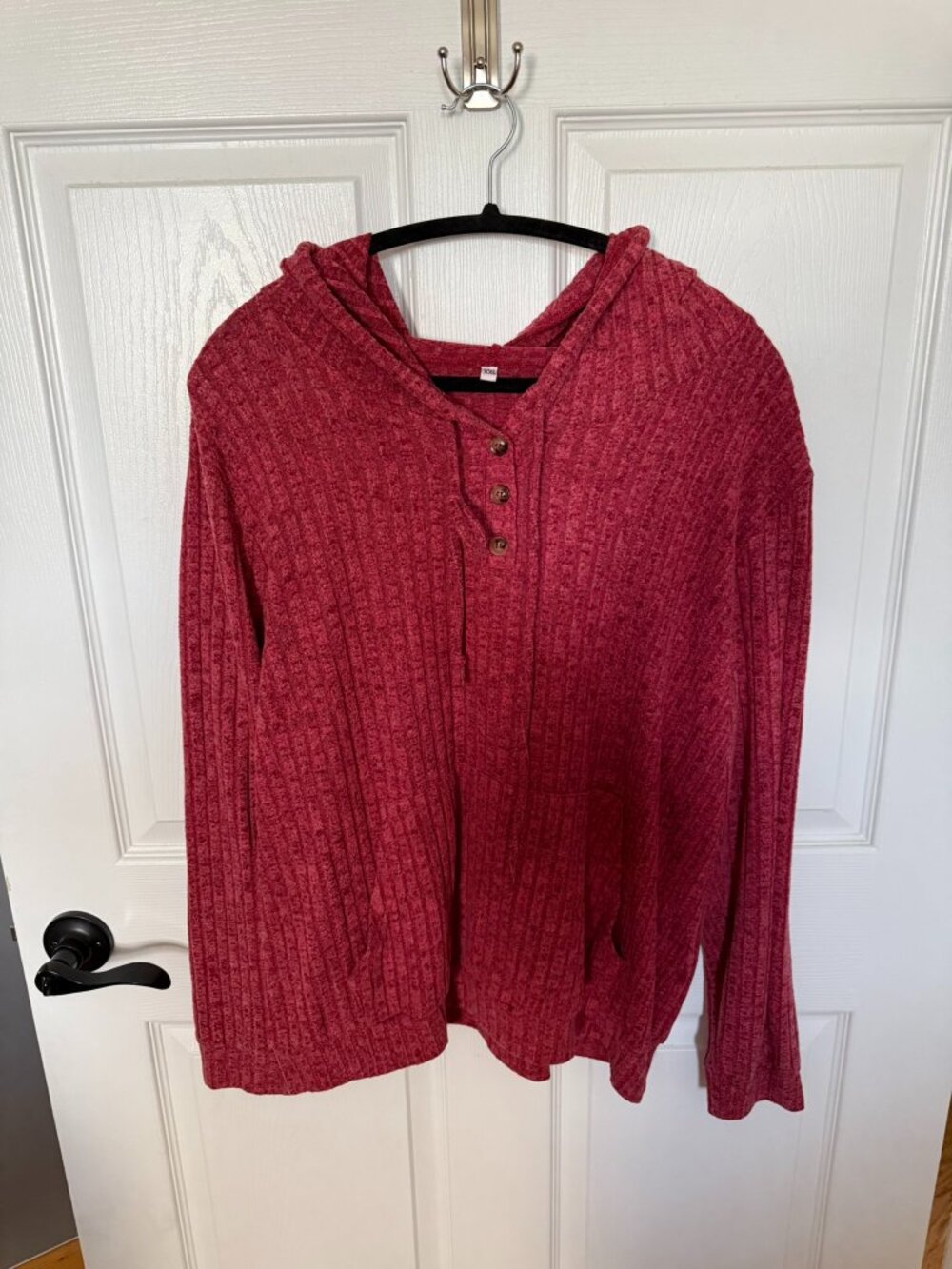 Amazon Red Pullover Waffle Knit Hoodie